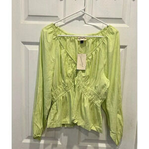 Universal Thread Light Lime Green Peasant Blouse - L
